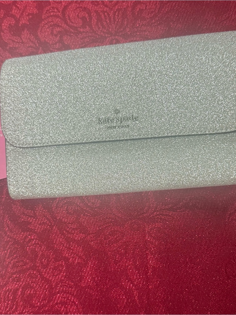 kate spade Silver Glitter Envelope Wristlet Clutch